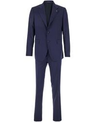 Tagliatore - Single-Breasted Suit With Notched Revers And Brooch Detail On The Front - Lyst