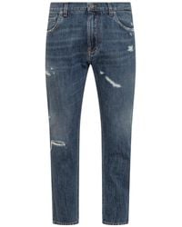 Dolce & Gabbana - Denim Jeans With Abrasions - Lyst