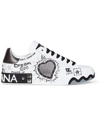 Dolce & Gabbana - Dolce & Gabbana Hand-Painted Leather Portofino Low-Top Sneakers - Lyst
