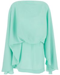 ‎Taller Marmo - Eolia Light Mini Dress With Boat Neckline And Draping - Lyst