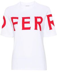 Ferragamo - White Crew Neck T Shirt With Logo - Lyst