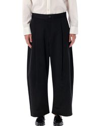 Studio Nicholson - Wide-Leg Peached Cotton Sorte Trousers - Lyst