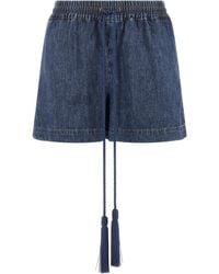 Valentino Garavani - Cotton Denim Bermuda Shorts - Lyst