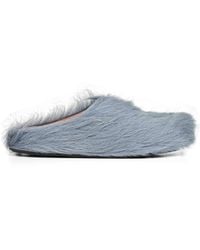 Marni - Aquamarine Long Hair Calfskin Fussbett Sabot - Lyst