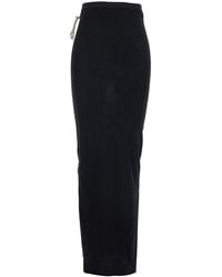 Rick Owens - Long Skirt With Side Drawstring Closure And Straight Hem - Lyst