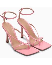 Bottega Veneta - Stretch Square-toe Heeled Leather Sandals 7. - Lyst