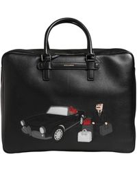 Dolce & Gabbana - Car Applique Leather Weekender Borse Bag Calf Accessory - Lyst