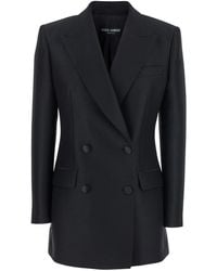 Dolce & Gabbana - Double-Breasted Jacket With Peak Revers - Lyst