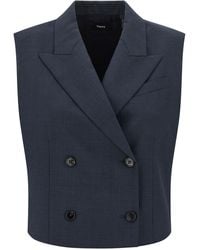 Theory - Slightly Cropped Double-Breasted Vest With Peak Lapels - Lyst
