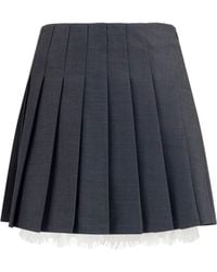 Self-Portrait - Pleated Mini Skirt Polyamide; Wool Ovis Aries - Lyst