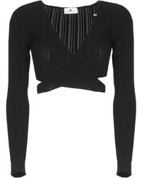 Elisabetta Franchi - Viscose Top With Deep V-Neck - Lyst