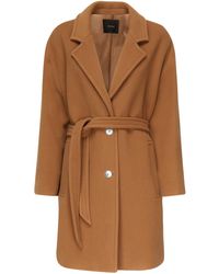 Pinko - Single-Breasted Wool Blend Coat - Lyst