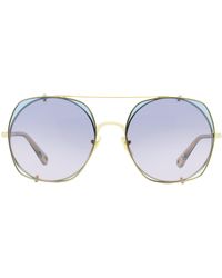 Chloé - Clip-on Sunglasses Ch0042s Gold/clear 56mm - Lyst