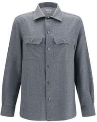 Brunello Cucinelli - Gray Wool Oves Aries Dress Shirt - Lyst