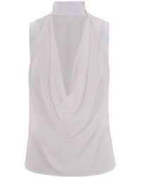 Elisabetta Franchi - Ivory Viscose Top - Lyst