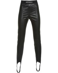 Just Cavalli JUST CAVALLI BLACK LEGGINGS WITH HOLEY FAUX LEATHER DETAIL SIZE 10/ITALIAN 42 