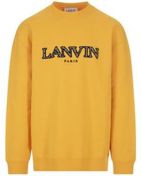 Lanvin - Yellow Sweatshirt With Embroidered Curb Logo - Lyst