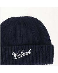 Woolrich - Wool Beanie With Logo Virgin Hat - Lyst