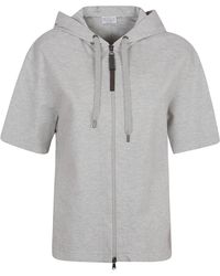 Brunello Cucinelli - Short-sleeved Zipped Sweatshirt - Lyst