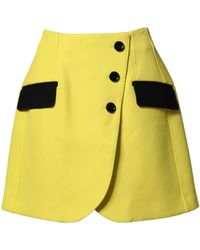 Dolce & Gabbana - Wool Buttoned High Waist Mini Skirt 01+Pa+Wv - Lyst