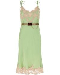 Prada - Pastel Green Satin Dress - Lyst