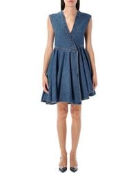 Alaïa - Denim Wrap Mini Dress - Lyst