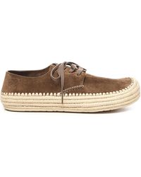 Loewe - Rio Suede And Raffia Lace-Ups - Lyst