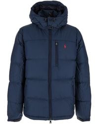 Polo Ralph Lauren - Down Jacket With Fixed Hood And Embroidered Pony Logo On Chest - Lyst