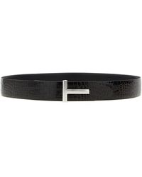 Tom Ford - Reversible Crocodile-Print Leather Belt - Lyst