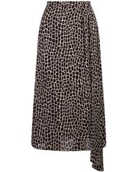 MSGM - Asymmetrical Long Skirt With Animalier Print - Lyst
