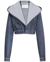 Alaïa - Hooded Denim Jacket - Lyst