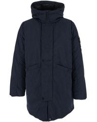 Stone Island - Jacket With Hood With Zip And Logo Patch On The Sleeve - Lyst