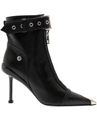 McQueen - Leather Ankle Boots With Zippered Closure And Adjustable Buckle - Lyst