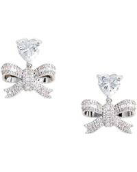 Self-Portrait - Orecchini Crystal Heart Bow Drop - Lyst