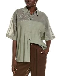 Brunello Cucinelli - Green Linen Shortsleeve Shirt - Lyst