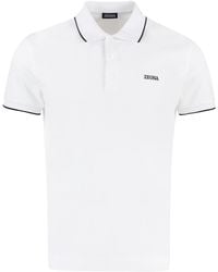 ZEGNA - Logo Print Cotton Polo Shirt - Lyst