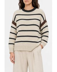 Brunello Cucinelli - Striped Cotton Sweater - Lyst
