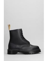 Dr. Martens - 1460 Mono Combat Boots In Black Leather - Lyst