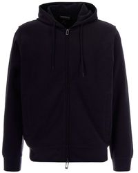 Emporio Armani - Jacquard Hoodie With Adjustable Drawstring And Eagle Emblem - Lyst