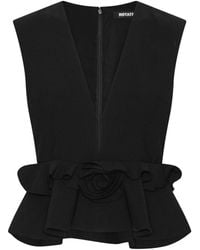 ROTATE BIRGER CHRISTENSEN - Sleeveless Peplum Top With Decorative Flower - Lyst