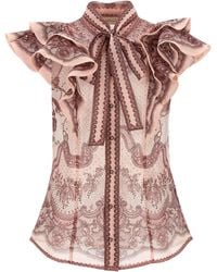 Zimmermann - Crush Silk Blend Top - Lyst