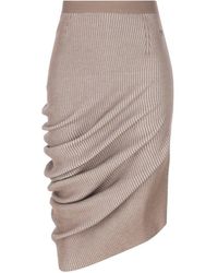 Fendi - Asymmetric Draped Ribbed Skirt - Lyst