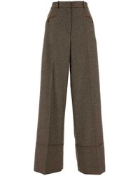 Bally - Embroidered Stretch Wool Blend Wide-Leg Pant - Lyst
