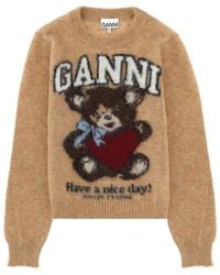 Ganni - Shirt With Print Alpaca Wool Jumpers - Lyst
