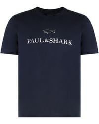 Paul & Shark - Cotton Jersey T-Shirt With Logo Print T-Shirts - Lyst