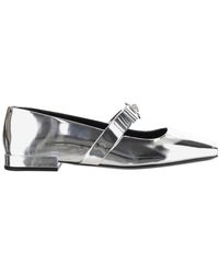 Versace - Medusa-plaque Square-toe Metallic Ballerina Shoes - Lyst