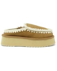 Mou - Cognac Eskimo Leather Wool Rubber Platform Clog - Lyst