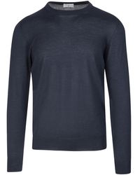 Fedeli - Round Neck Pullover In Anthracite Cashmere And Silk - Lyst