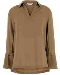 Max Mara - Camel Stretch Crepe Dover Blouse - Lyst
