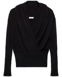 7 For All Mankind - Wrap-Style Ribbed-Trim Sweater - Lyst